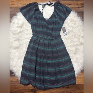Wrangler Retro Cross-Front Tiered Puff Sleeve Dress size Large or Small NWT